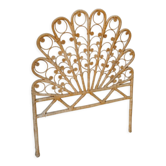 Vintage headboard peacock rattan
