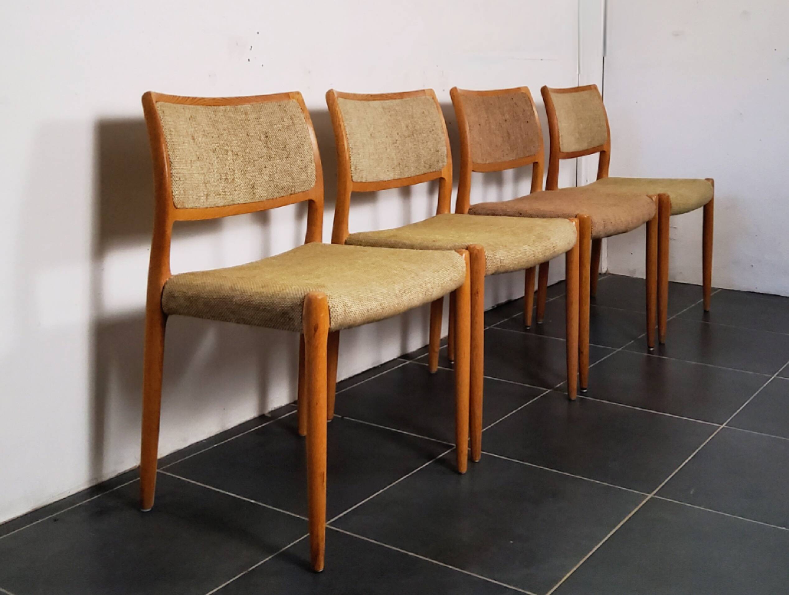 4 Scandinavian chairs model 80 by Niels O. Møller, Denmark