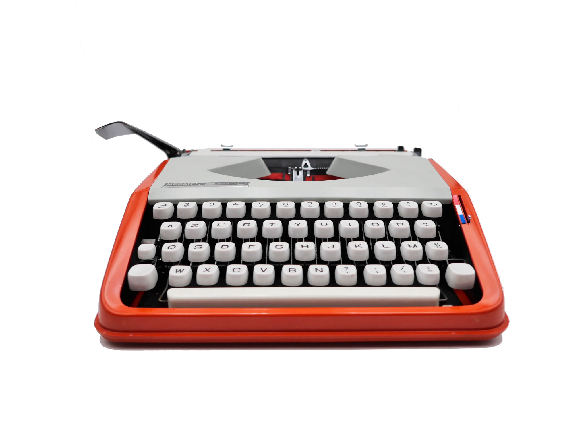 Typewriter hermes baby orange coral and blue cursive revised ribbon new