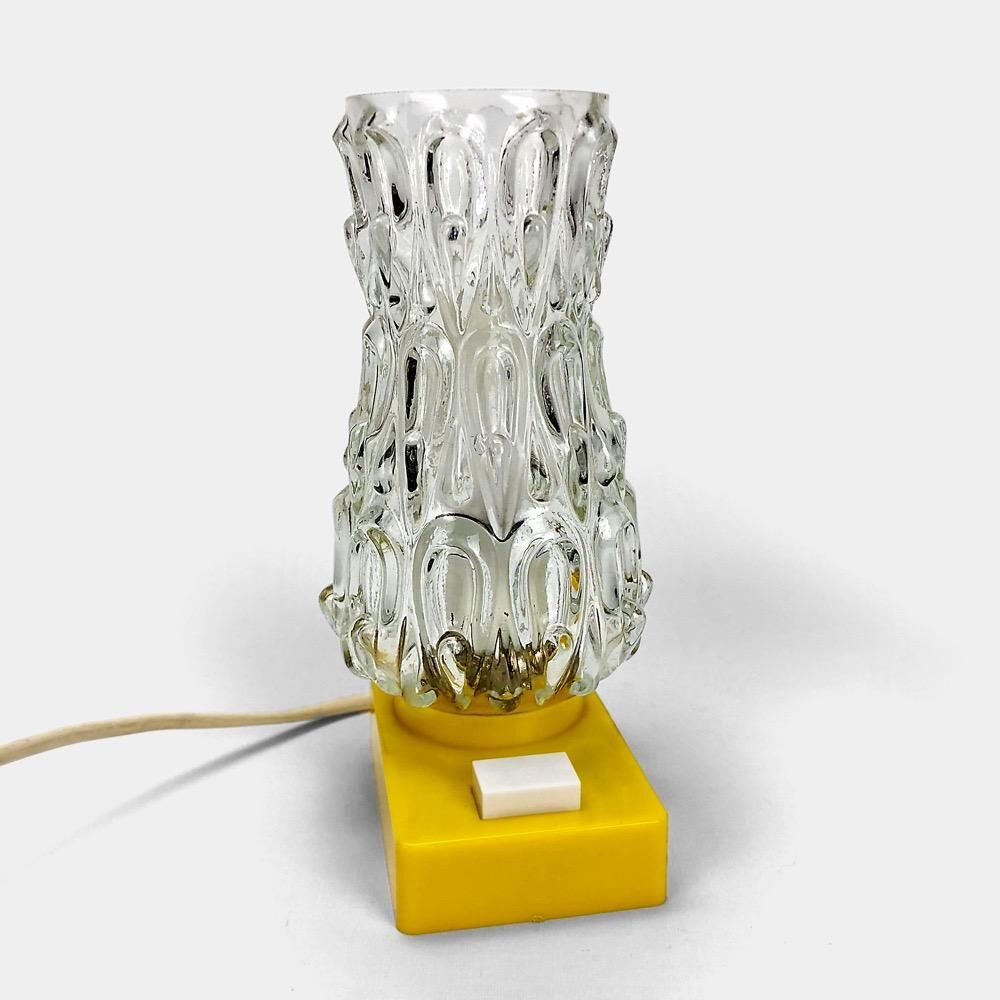 Pair of bedside lamps moulded glass and plastic from the sixties