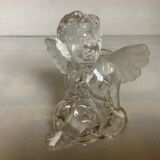 Trio of frosted molded glass angel candle holders