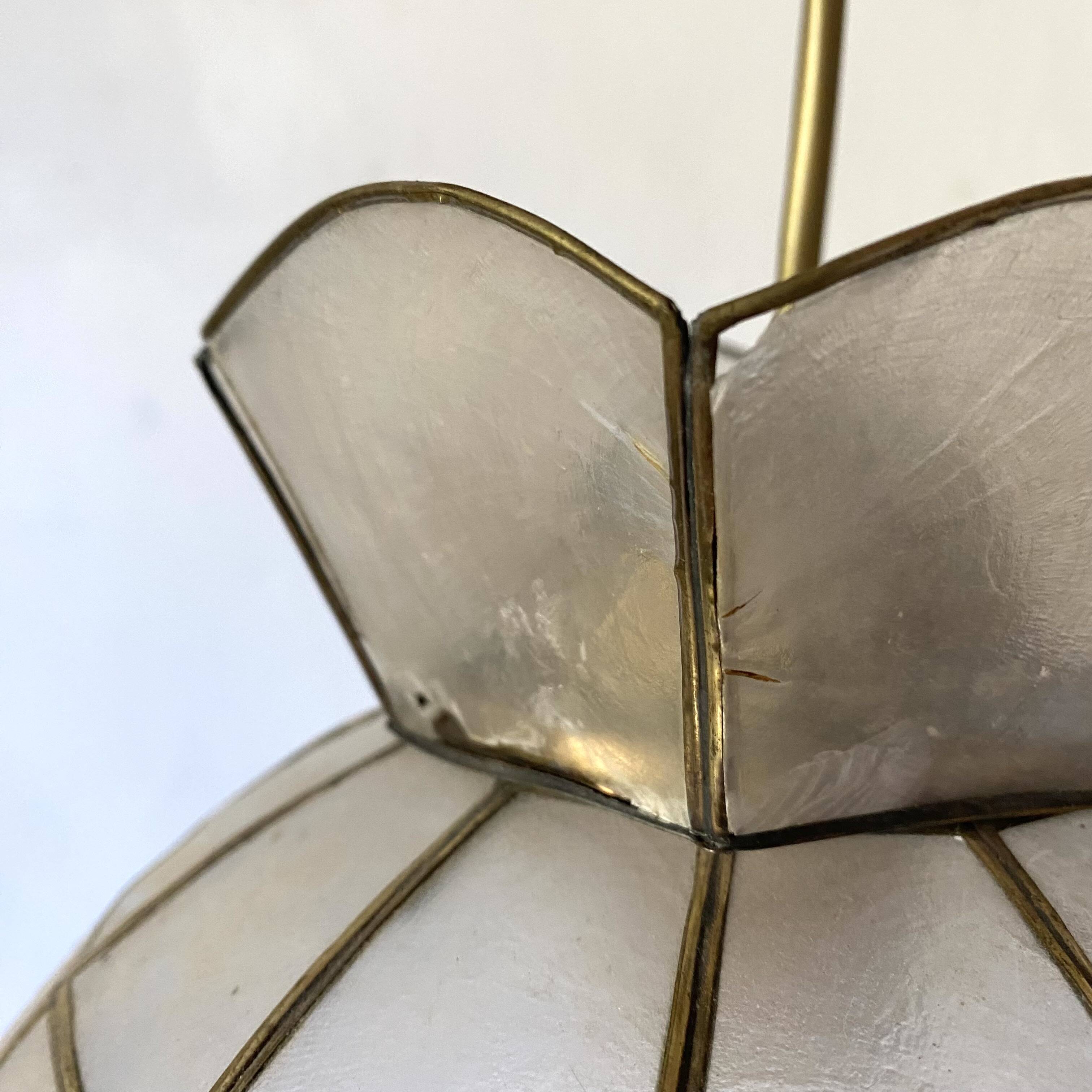 Vintage mother-of-pearl and brass pendant light