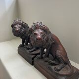 Serre-livres lions Pompeian bronze
