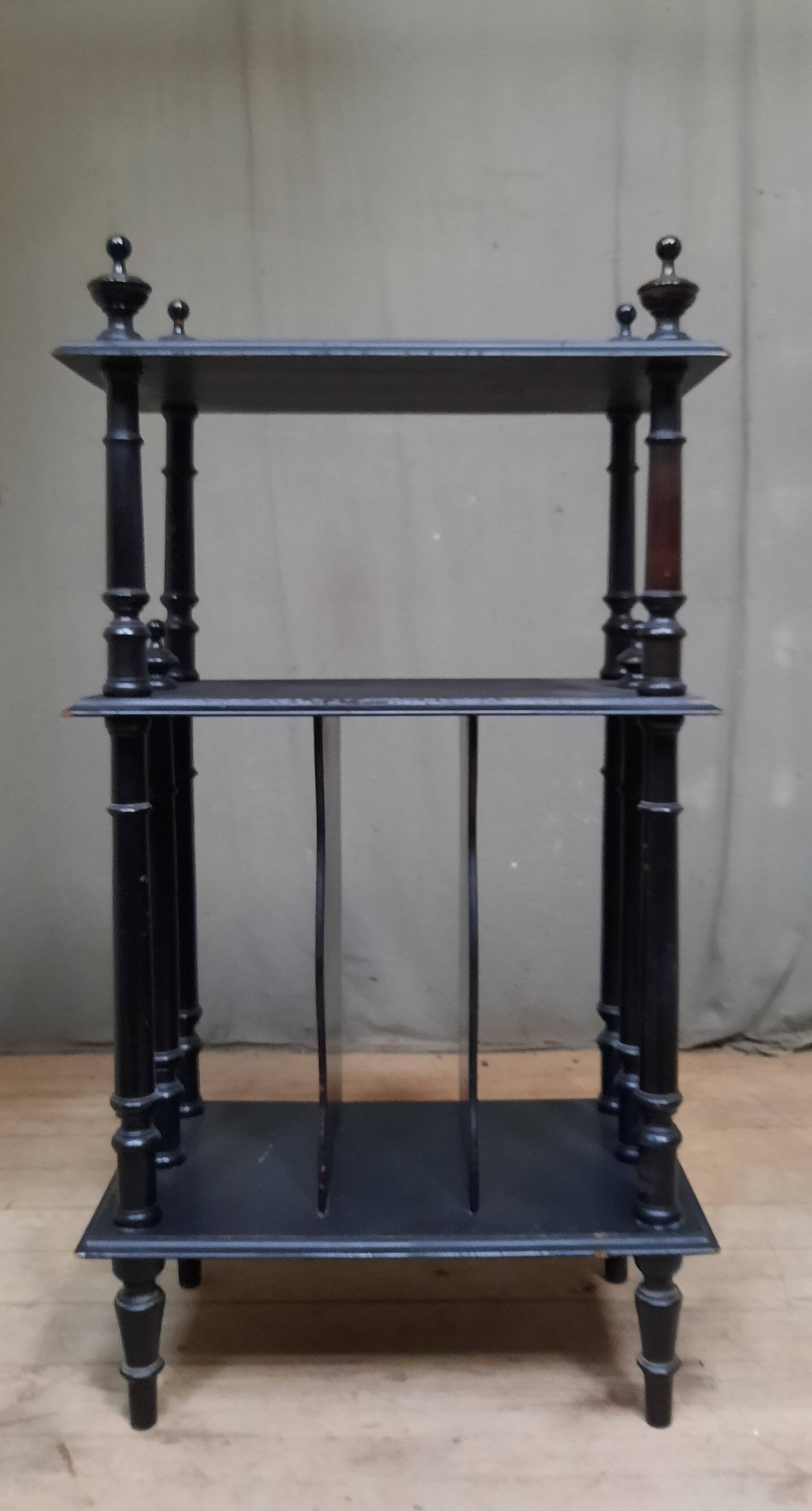 Blackened wooden shelf