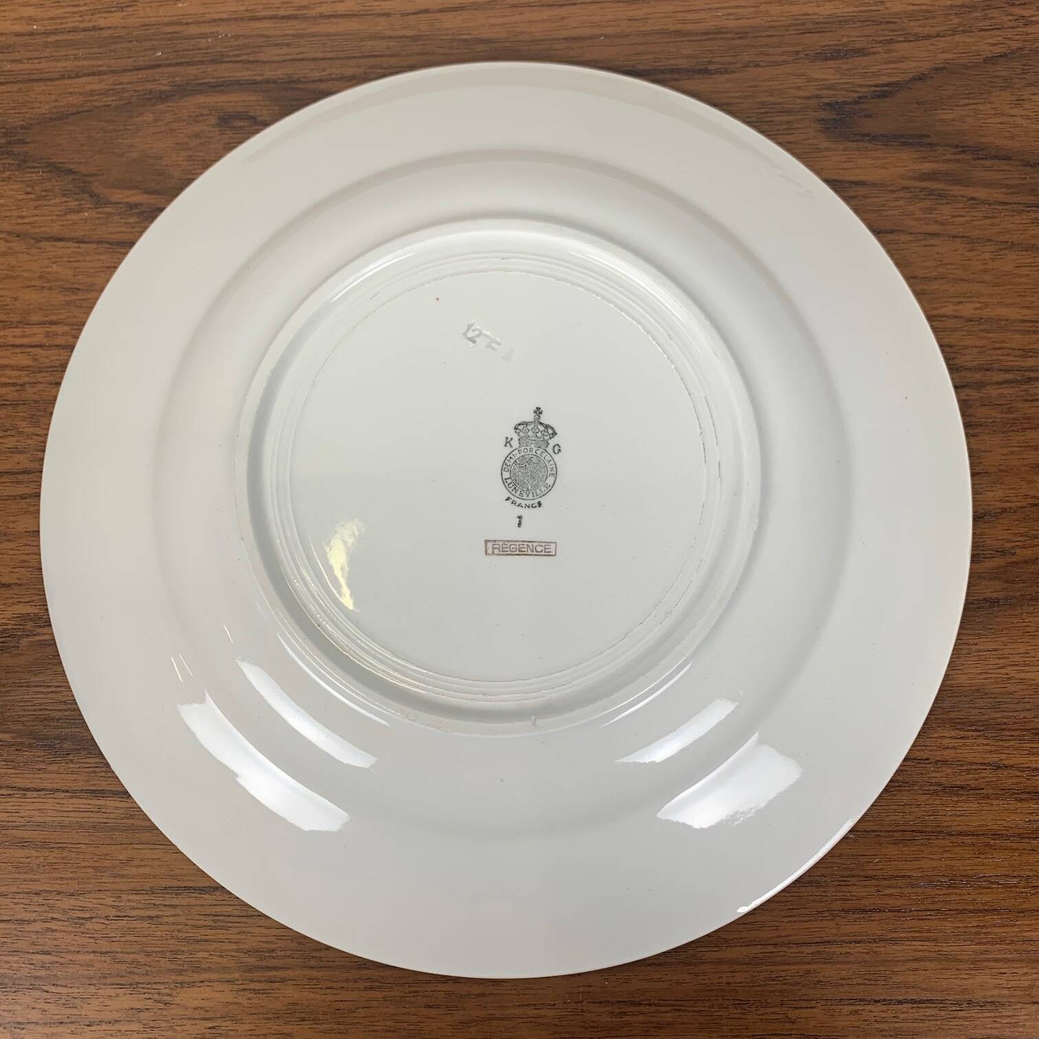 Round Lunéville dish, "Régence" model, water green, late 19th century