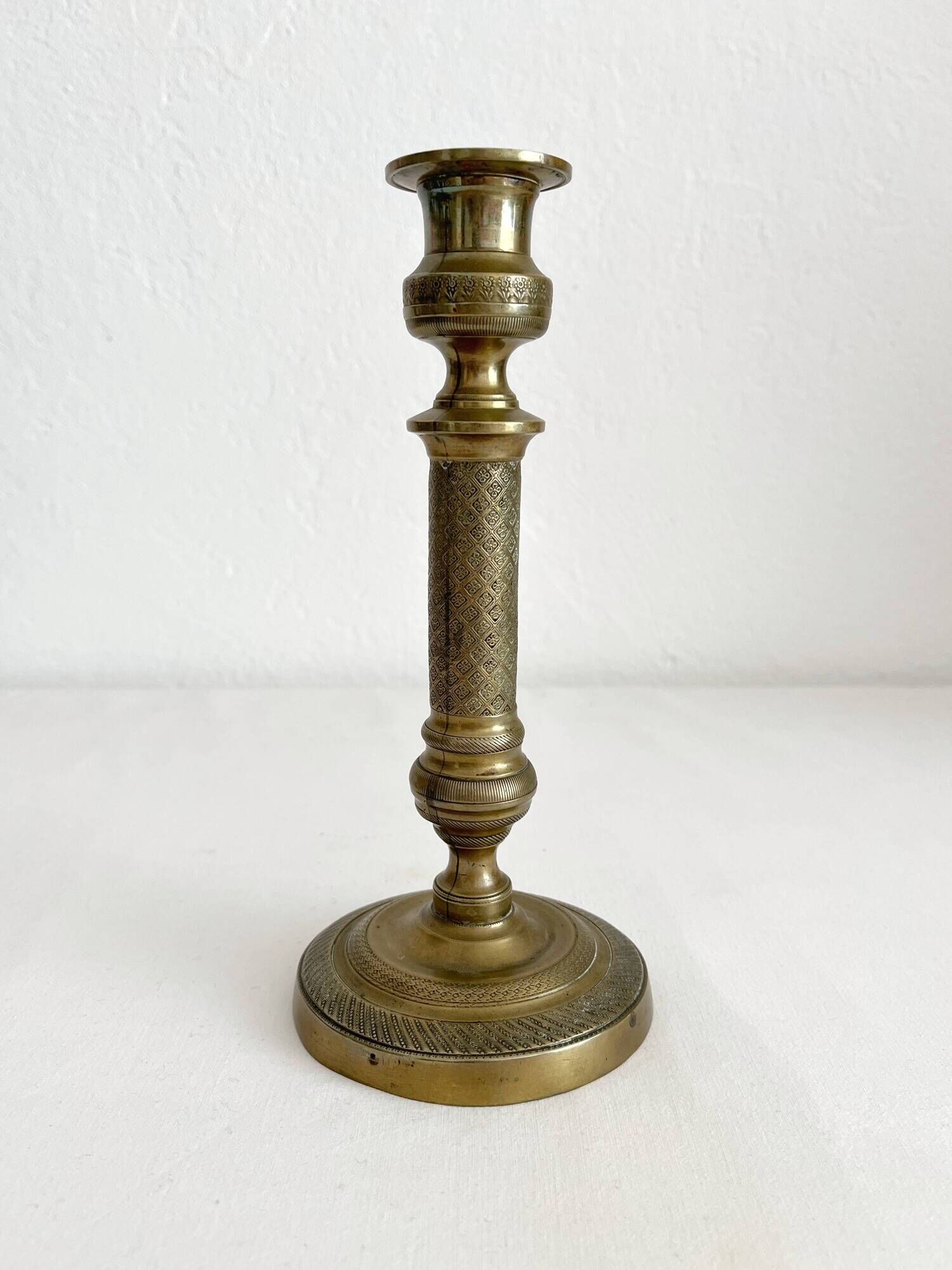 Antique brass candlestick candle holder decorated vintage
