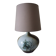 Glazed ceramic ball lamp signed Bossis with a fabric shade.