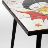 Mid Century Italian Modern Iron Table with Tiled Top and Abstract Motif