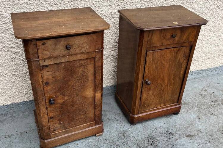 Pair of walnut bedside tables
