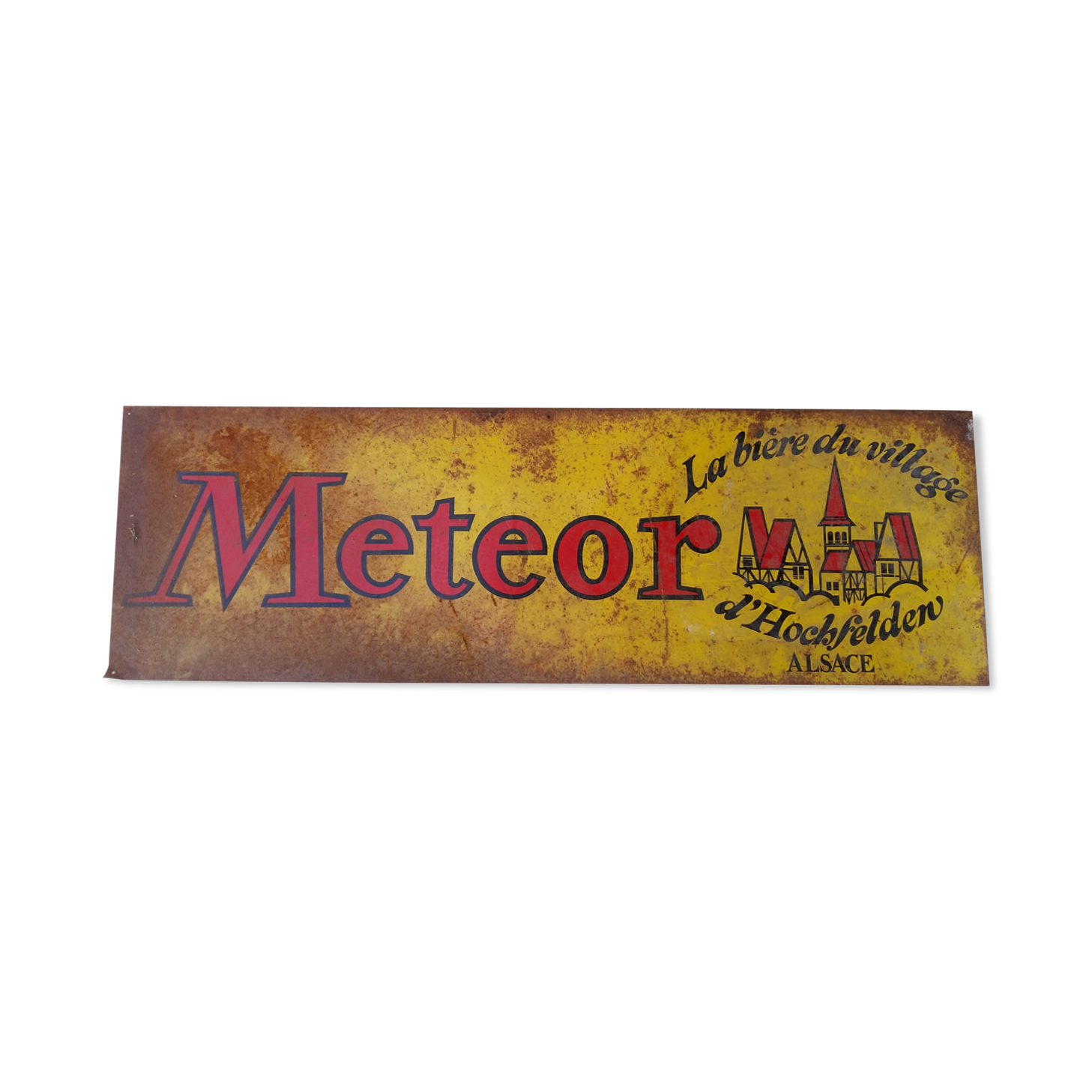 Metal plate Meteor Beer of Alsace - 38x120 - 50's