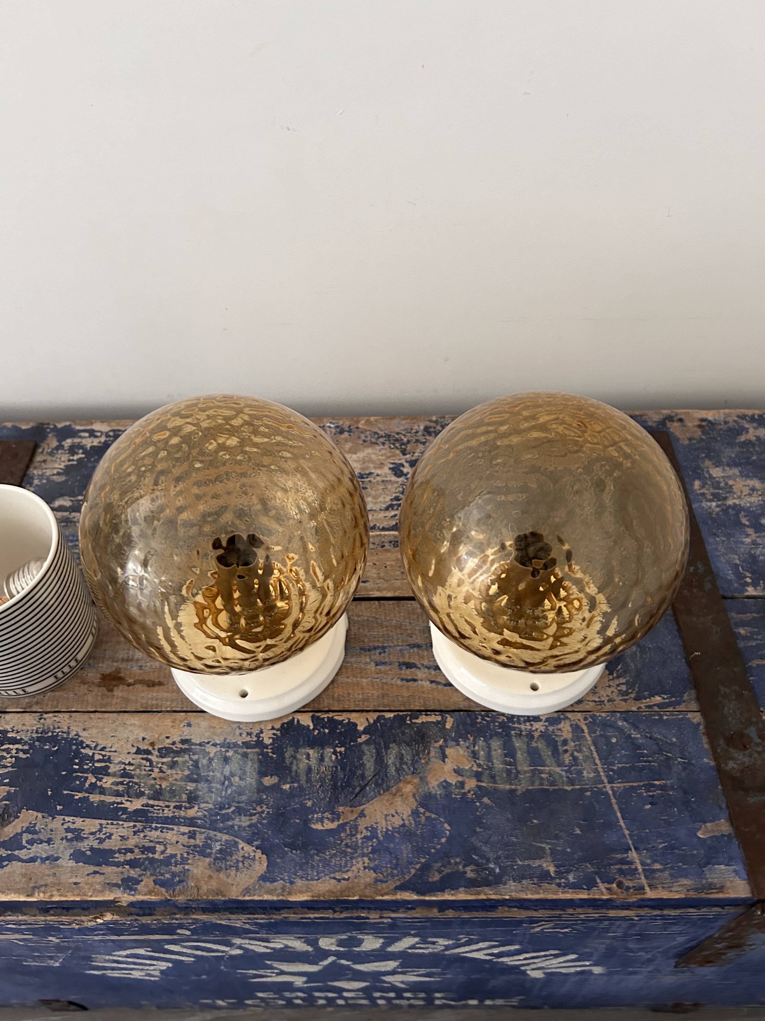 Pair of vintage globe wall lights
