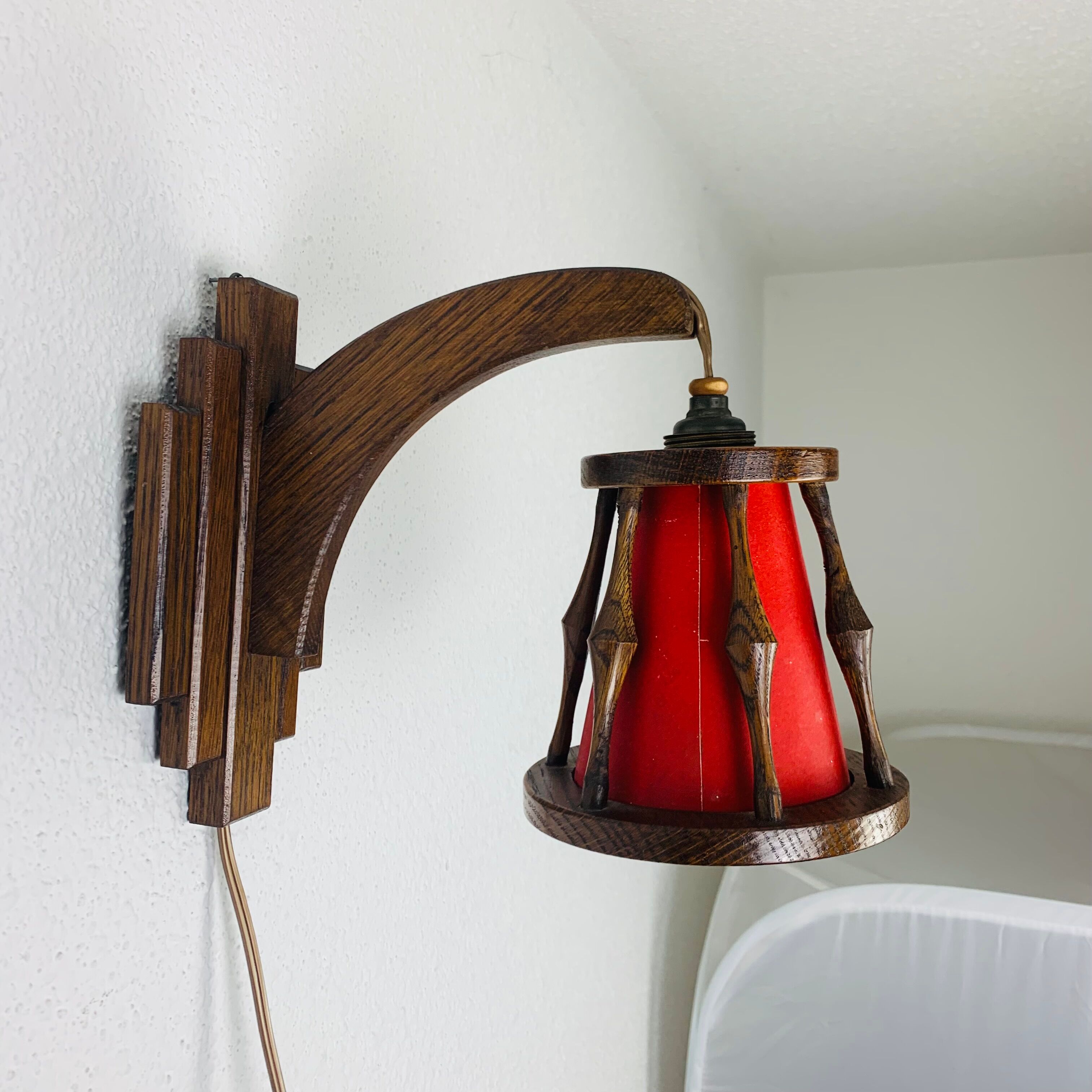Wall lamp lantern art deco wood