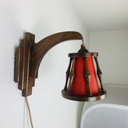 Applique lanterne art déco bois
