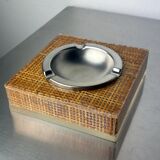 Christian Dior style lucite & rattan ashtray, 1970s