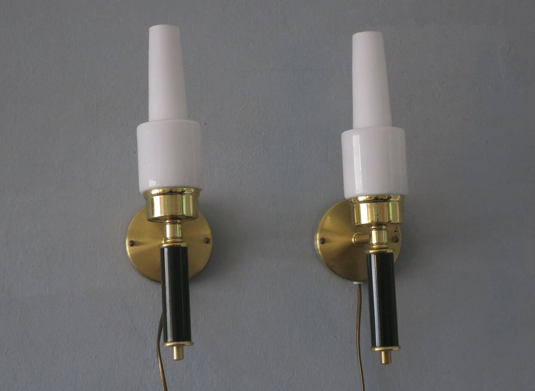 Pair of vintage Swedish brass wall lights by C E Fors for Ewa Varnamo