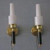 Pair of vintage Swedish brass wall lights by C E Fors for Ewa Varnamo