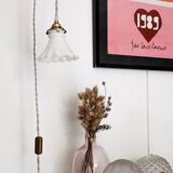 Vintage hand lamp in white opaline