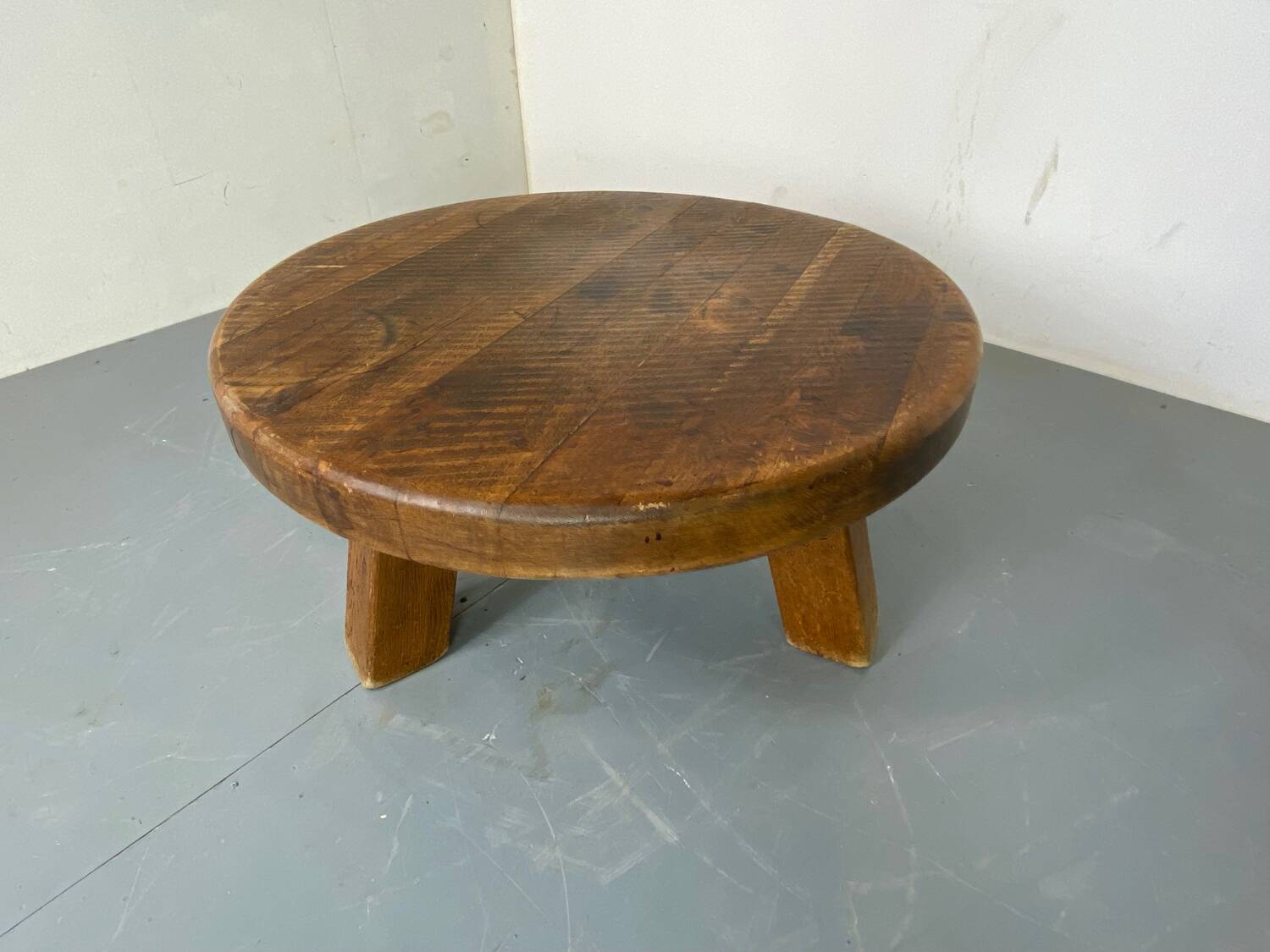 Vintage Brutalist Rustic Wabi-Sabi Oak Coffee Table, France, 1950s
