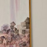 Swedish vintage oil on canvas painting" abstract composition with geometric elements" by bengt ander