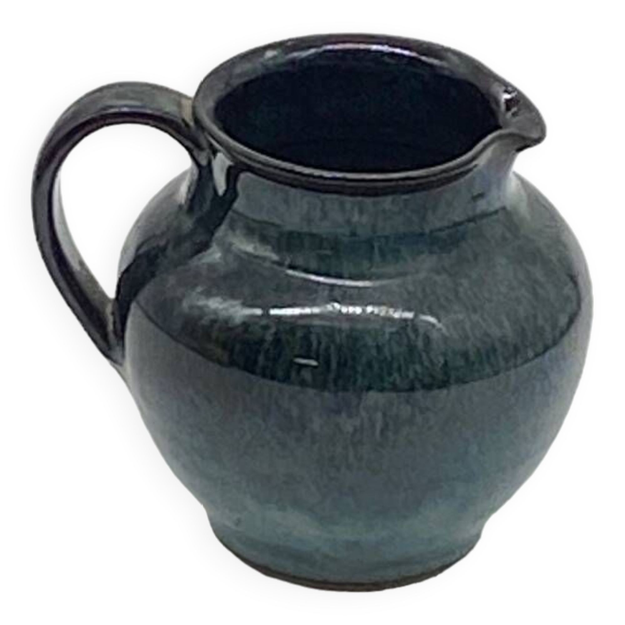 Blue/black ceramic pitcher, Vallauris, signed, vintage