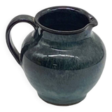 Blue/black ceramic pitcher, Vallauris, signed, vintage