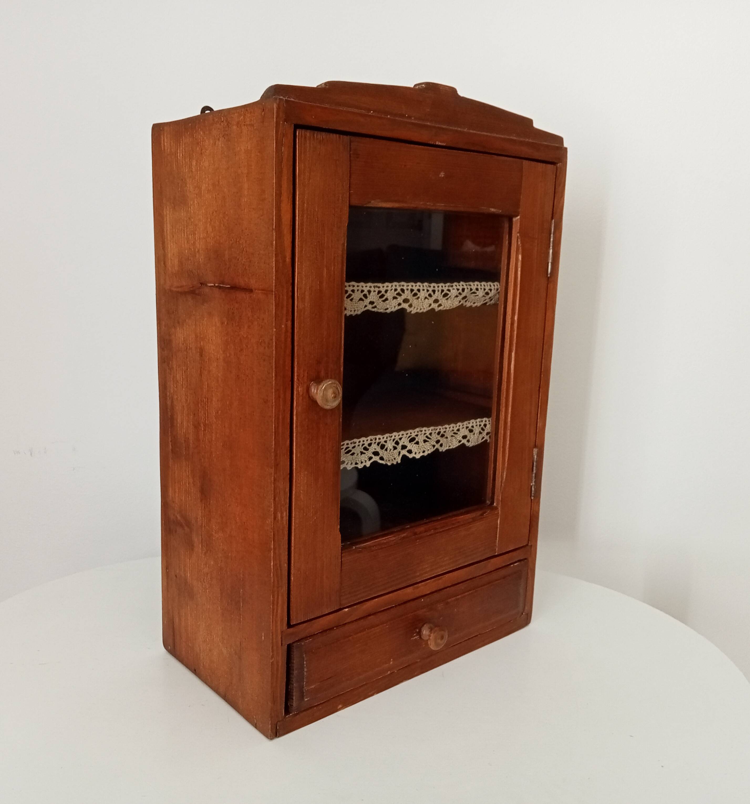 Old bathroom cabinet from the 40s in solid oak