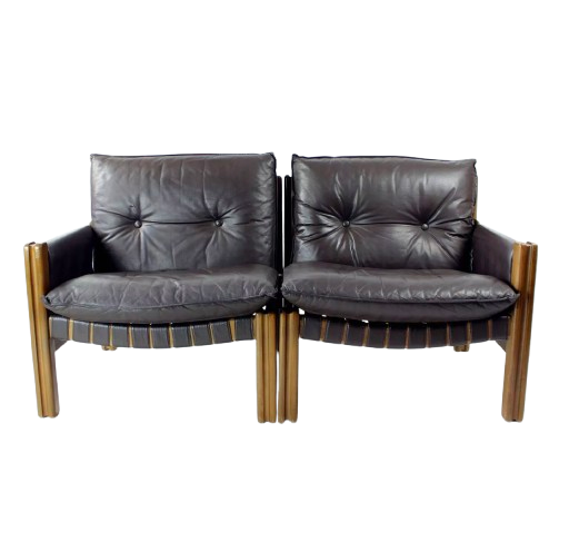 Canapé deux places en noyer et cuir par Boris Hála pour Ton, 1986