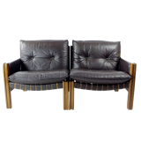 Canapé deux places en noyer et cuir par Boris Hála pour Ton, 1986