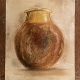 Painting signed pastel still life “Provençal jar”