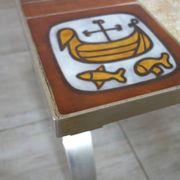 Ceramic and brushed steel coffee table by Jean Gregorieff for Roche Bobois