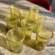 Biot olive-colored bubbled glass water glasses