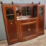 Ecole de Nancy : Grand buffet bibliothèque époque Art Nouveau en acajou