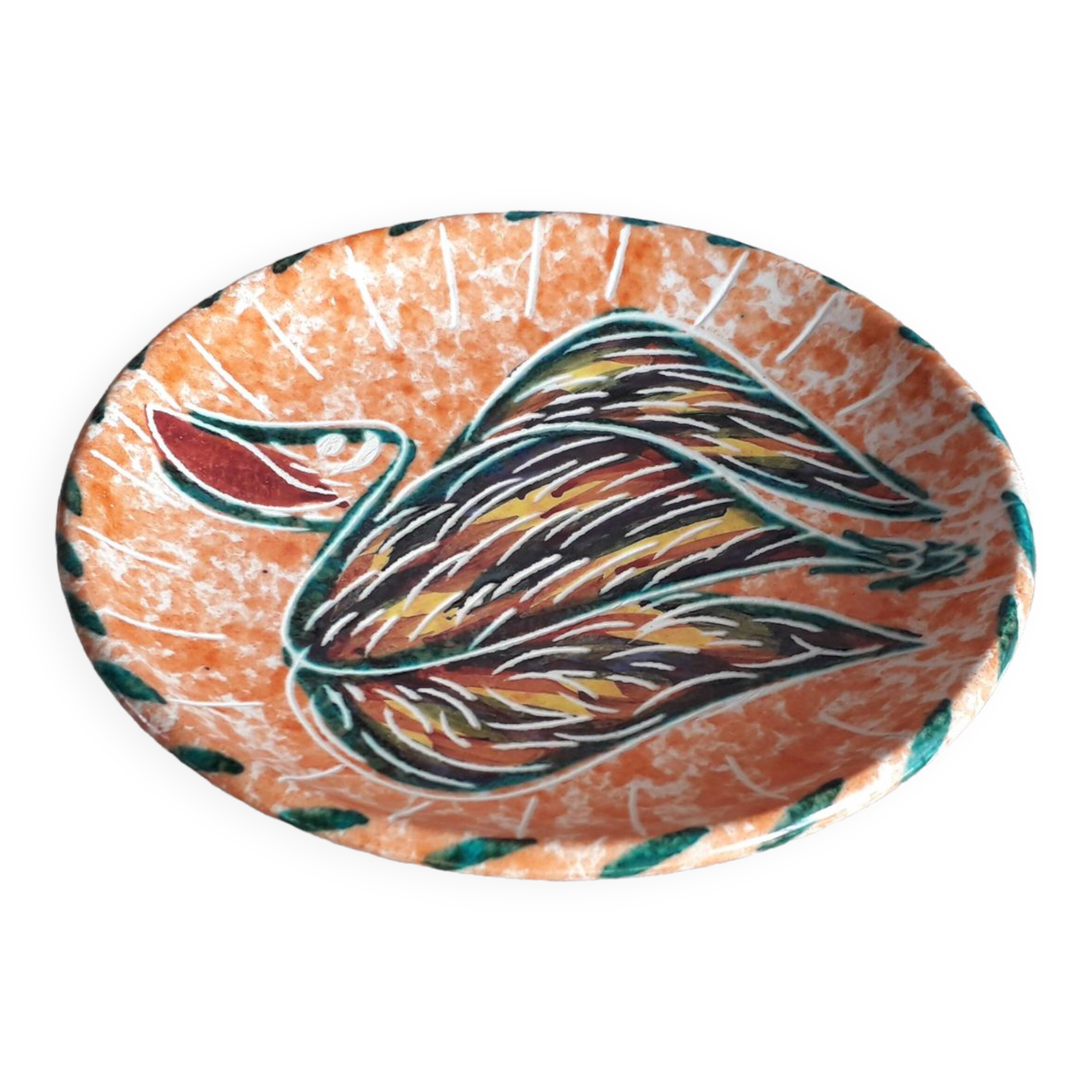 Vintage Vallauris plate with pelican decor