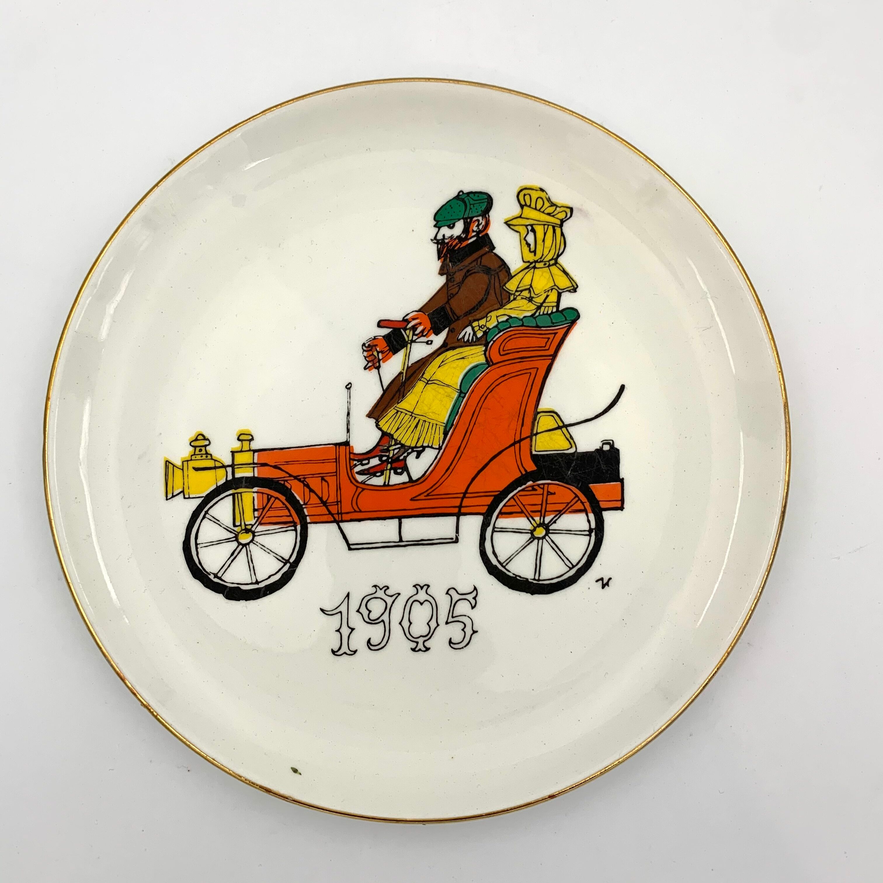 Vintage dessert service in earthenware, signed Jacques Charmoz - Val d'Or GIEN - 1950s