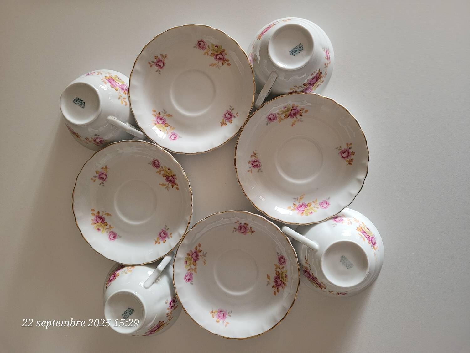 4 antique cups and saucers