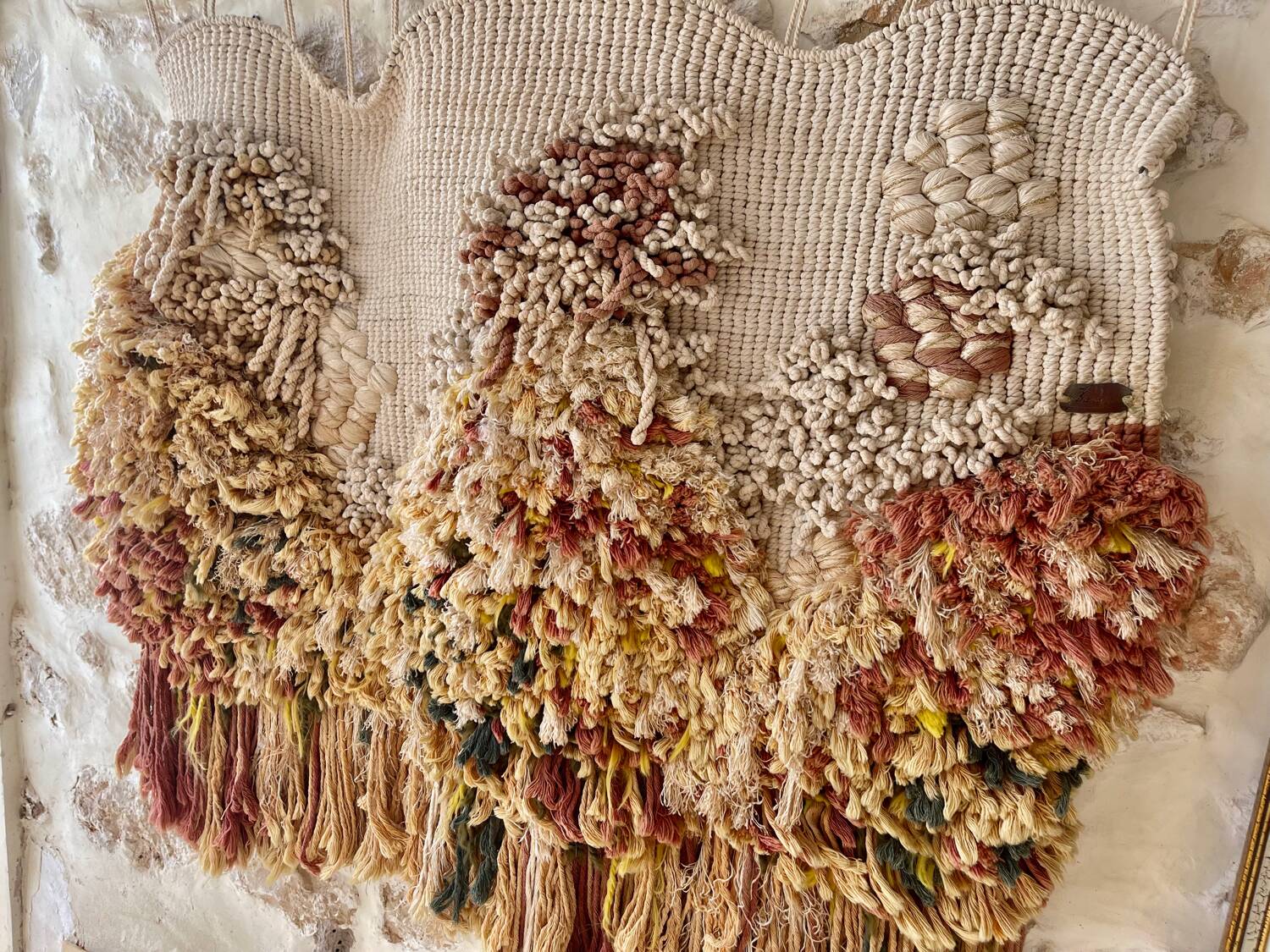 Brutalist macramé tapestry, 1980s