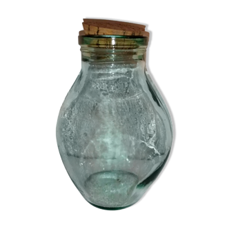 Old candy jar, spice jar thick glass cork stopper