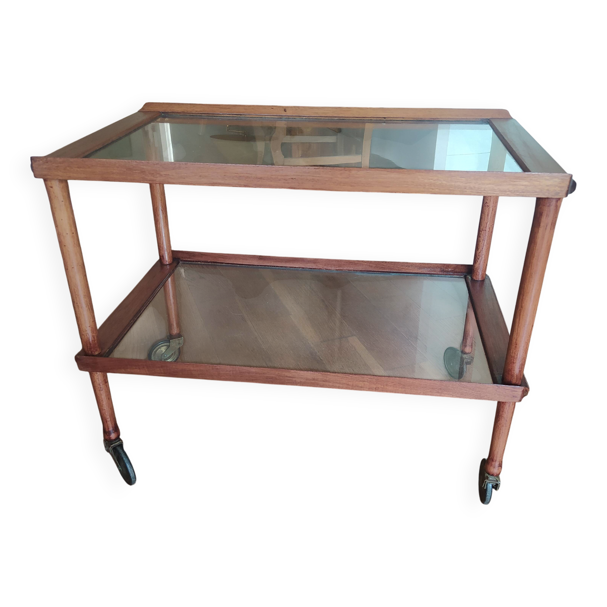 Italian walnut serving trolley attributed to Cesare Lacca, 1960s