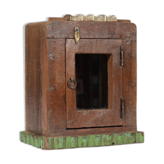 Little old wall showcase box has clock patina of origin india