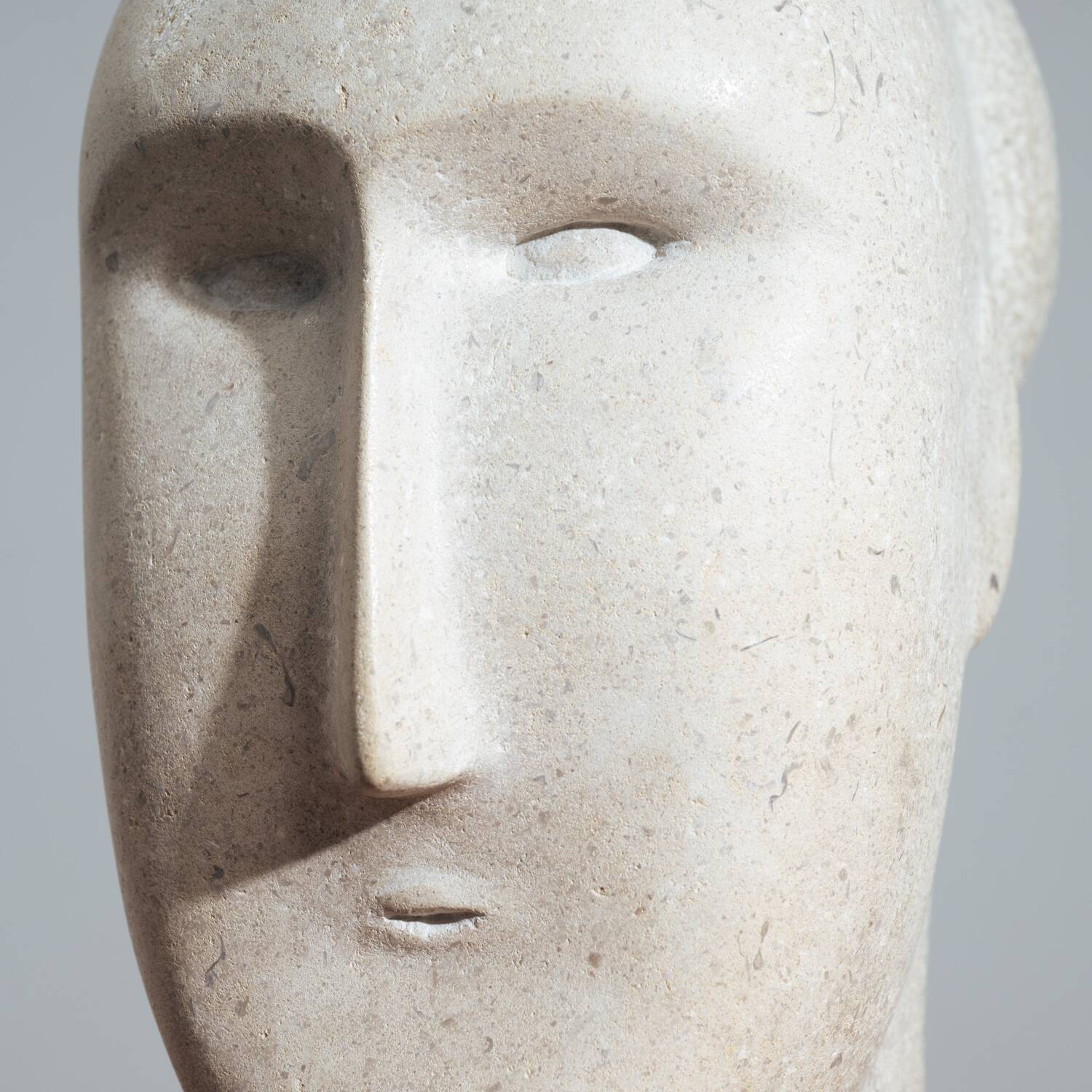 Modernist figurative sculpture bust in sandstone