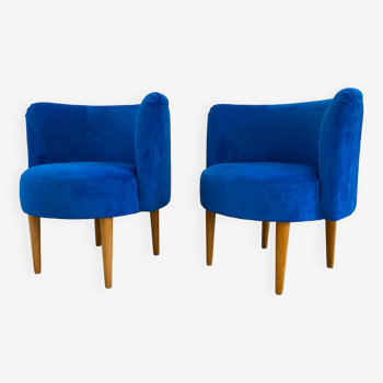 Paire de fauteuils rétro en bleu