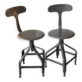 Chaises/tabourets vintage reglables, Edition Nicolle, vers 1960