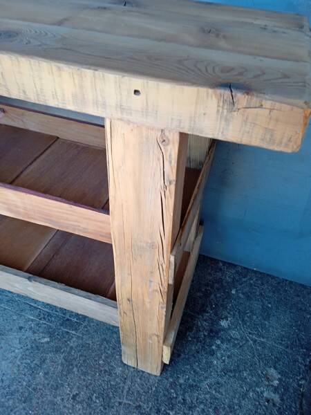 Old solid wood workbench furniture