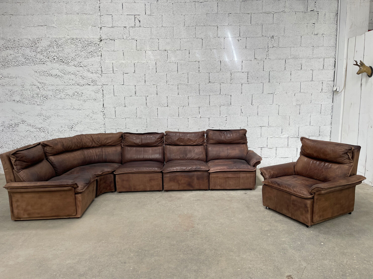 Vintage modular leather sofa DeSede spirit