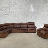 Canape vintage cuir modulable esprit DeSede