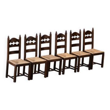 Set of six French dining chairs