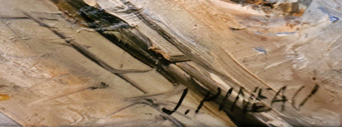 Oil by J. Pineau XX - Montmartre