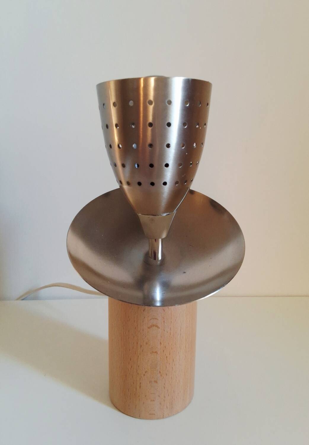 Lampe de créateur bois inox