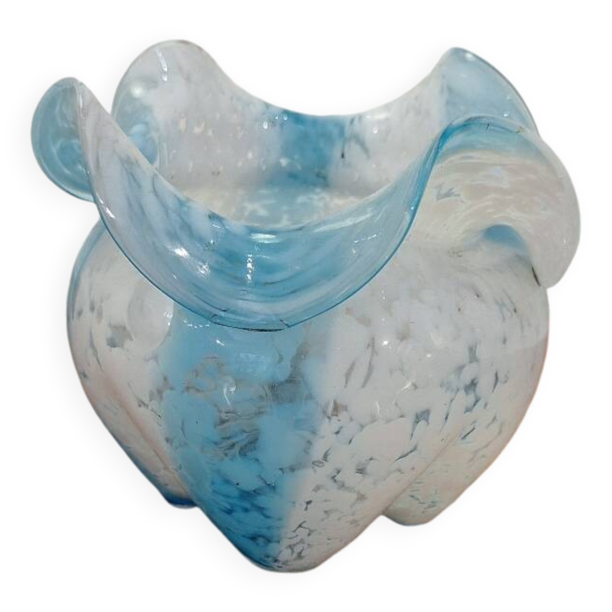Blue and white glass paste vase