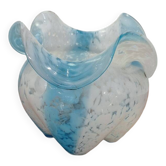 Vase en pâte de verre bleu et blanc